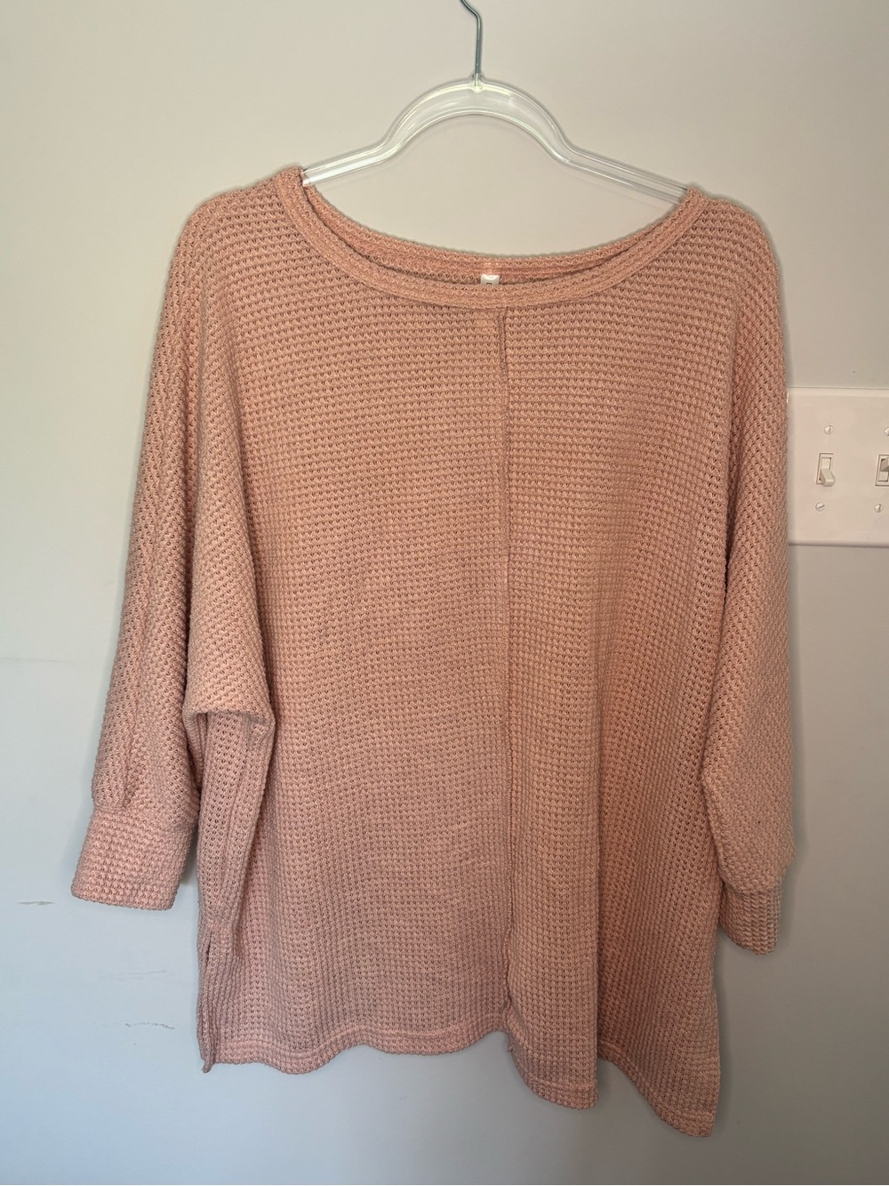 Women's Scoop Neck Waffle Knit Sweater - Blush